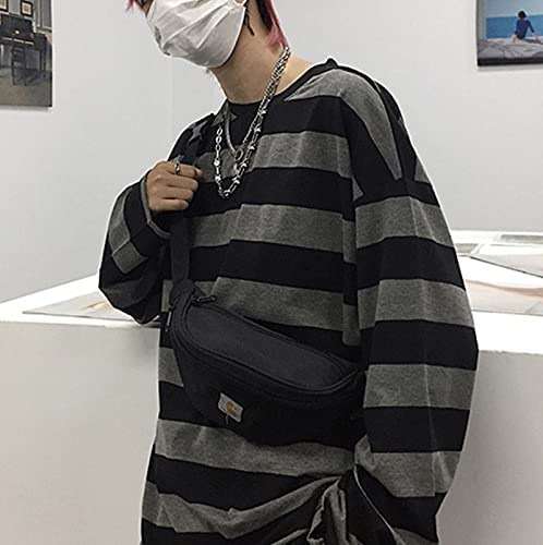 Women Harajuku Oversized Stripe Casual Long Sleeves Crewneck T-Shirt Tee Tops - Image 5