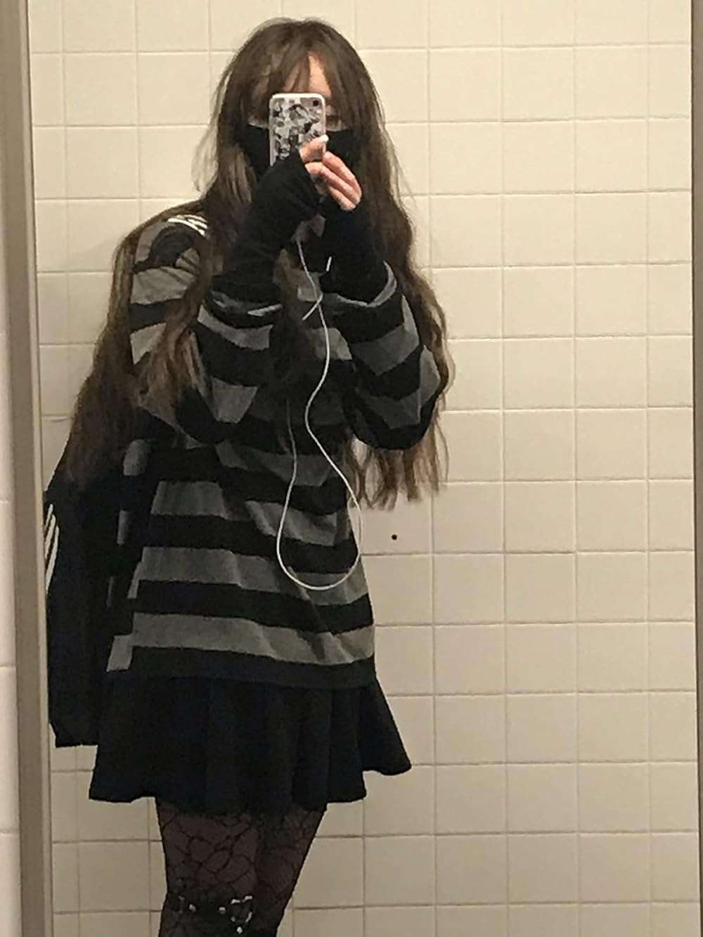 Women Harajuku Oversized Stripe Casual Long Sleeves Crewneck T-Shirt Tee Tops - Image 6