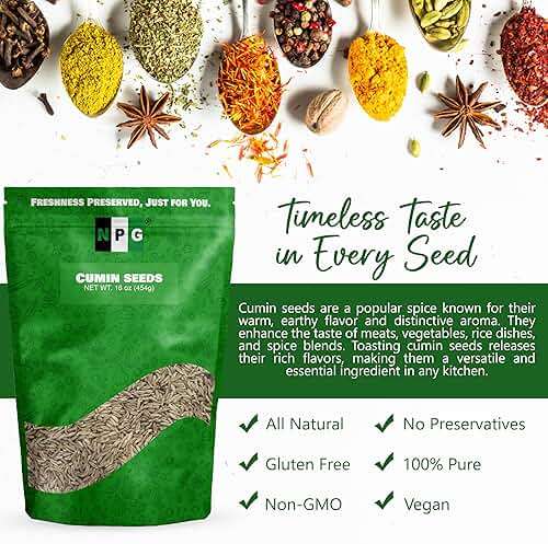 NPG Whole Cumin Seeds 16 Ounces, Raw All Natural Gluten Free Non-GMO, Whole Cumin Seed Bulk for Mediterranean and Southwest Asia Dishes - Image 6