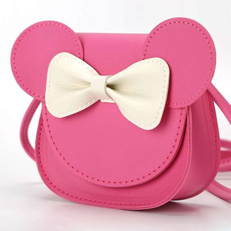 Ondeam Little Mouse Ear Bow Crossbody Purse,PU Shoulder Handbag for Kids Girls Toddlers - Image 3