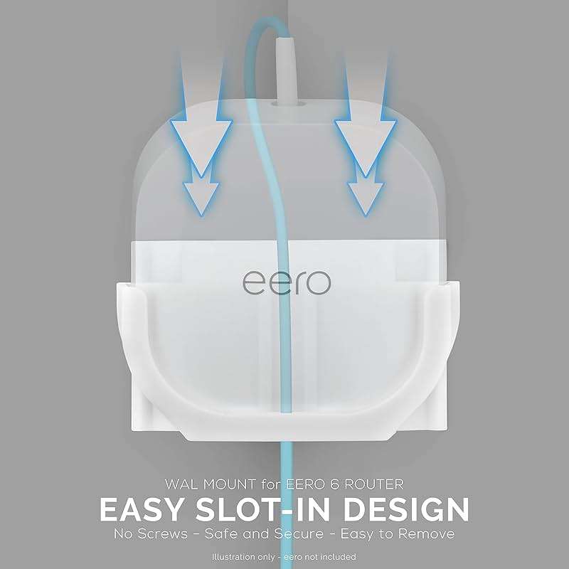 Screwless Wall Mount for Eero 6 Mesh WiFi Holder, Custom Design (NOT Compatible with Eero Pro 6 / Beacon), Strong VHB Adhesive, No Tools, No Mess, White by Brainwavz - Image 6
