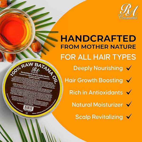 RA COSMETICS 100% Natural Unrefined Batana Hair Oil for Healthy Hair, 16 oz | Dr Sebi Batana Oil Hair Moisturizer for Damaged Hair Repair| Strengthening and Nourishing Hair Conditioner - Image 3