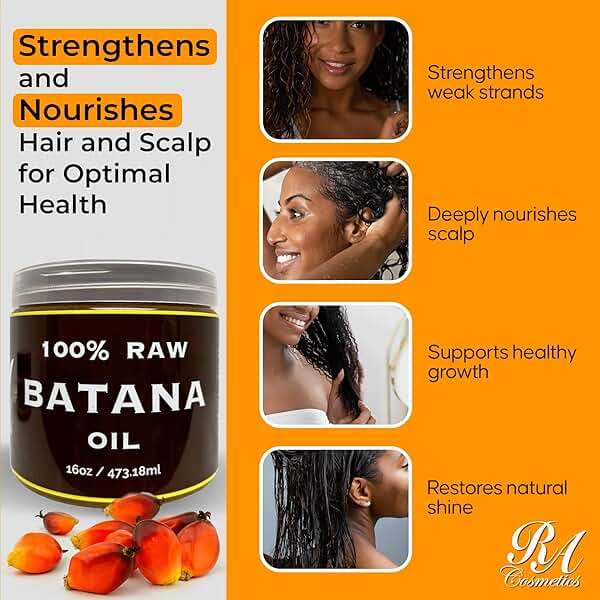 RA COSMETICS 100% Natural Unrefined Batana Hair Oil for Healthy Hair, 16 oz | Dr Sebi Batana Oil Hair Moisturizer for Damaged Hair Repair| Strengthening and Nourishing Hair Conditioner - Image 5