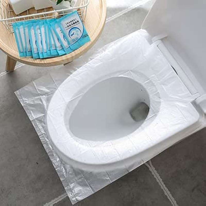NEAGLORY 100 Pack Disposable Plastic Toilet Seat Cover Waterproof and Non Slip Individually Wrapped, for Travel, Toilet Seat Protectors for Toddler Potty Training, Pregnant Mom, Adult - Image 1