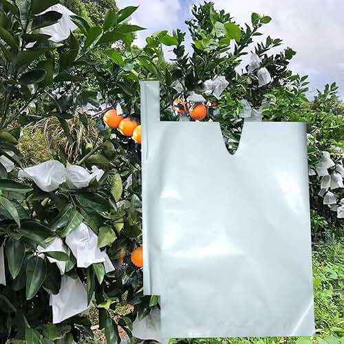 HouWanA Fruit Protection Paper Bags - 100pcs White Protection Covers 6.2x7.7inch, Orchard, Frost, Plants (16x20) - Image 2