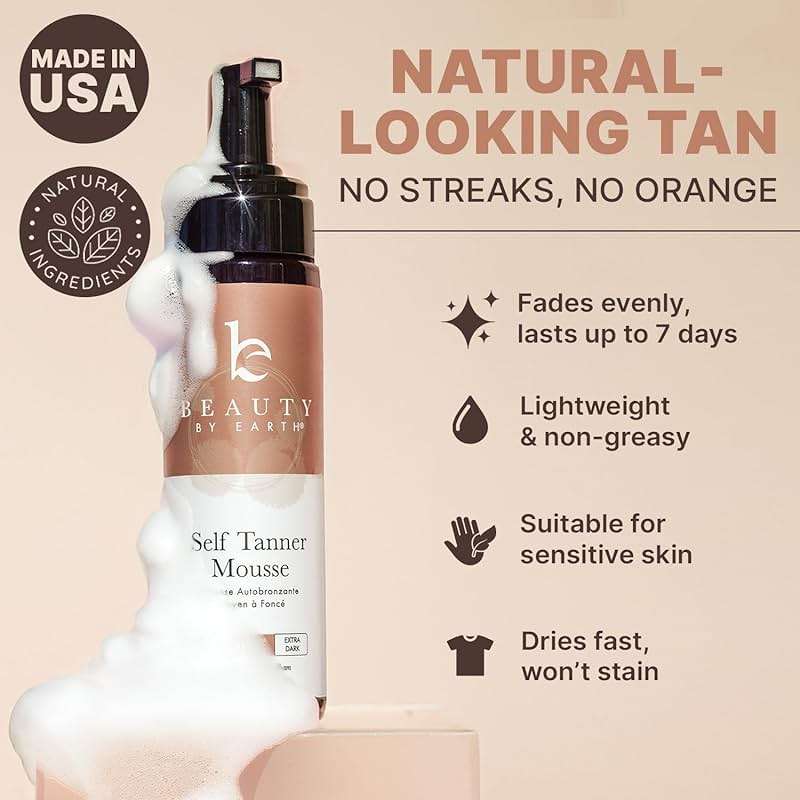 Self Tanner Mousse - USA Made with Natural & Organic Ingredients, Self Tanning Mousse for Dark Fake Tan, Sunless Tanner, Clear & Non Toxic Tanning Foam for Streak Free Finish & Natural Glow - Image 3