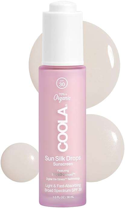 COOLA Organic Sun Silk Drops and Face Moisturizer with SPF 30, Dermatologist Tested Sunscreen with Plant-Derived BlueScreen Digital De-Stress Technology, 1 Fl Oz - Image 1