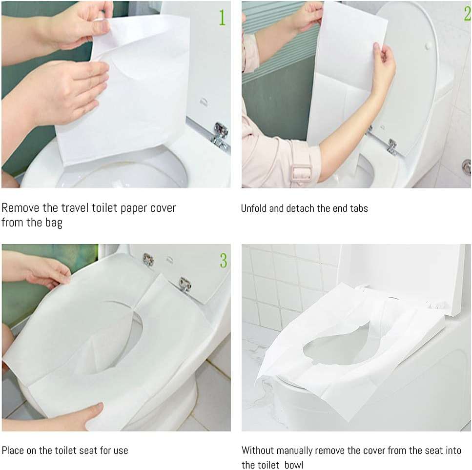 Toilet Seat Covers Disposable, 50-Count Flushable Paper Travel Toilet Seat Covers for Adults and Kids Potty Training, Great Biodegrable Accessories for Public Restrooms, Airplane, Camping - Image 2