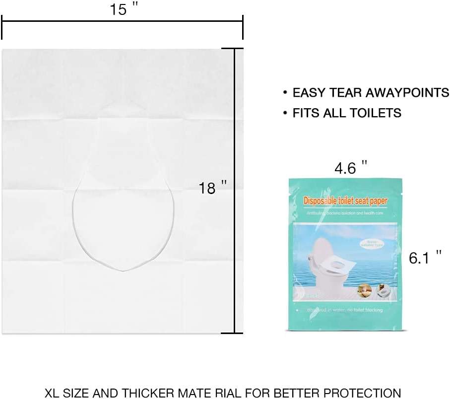 Toilet Seat Covers Disposable, 50-Count Flushable Paper Travel Toilet Seat Covers for Adults and Kids Potty Training, Great Biodegrable Accessories for Public Restrooms, Airplane, Camping - Image 3