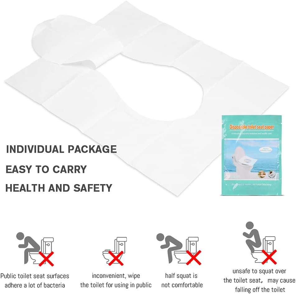 Toilet Seat Covers Disposable, 50-Count Flushable Paper Travel Toilet Seat Covers for Adults and Kids Potty Training, Great Biodegrable Accessories for Public Restrooms, Airplane, Camping - Image 4