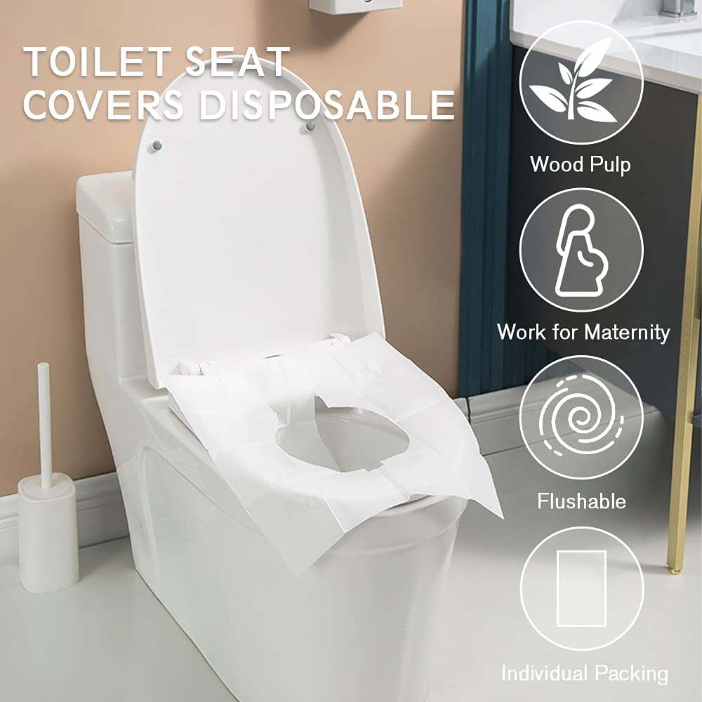Toilet Seat Covers Disposable, 50-Count Flushable Paper Travel Toilet Seat Covers for Adults and Kids Potty Training, Great Biodegrable Accessories for Public Restrooms, Airplane, Camping - Image 6