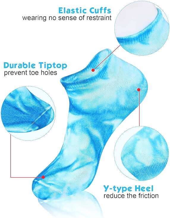 SATINIOR 6 Pair Tie Dye Sock No Show Ankle Sock for Women Men, Color Random - Image 2