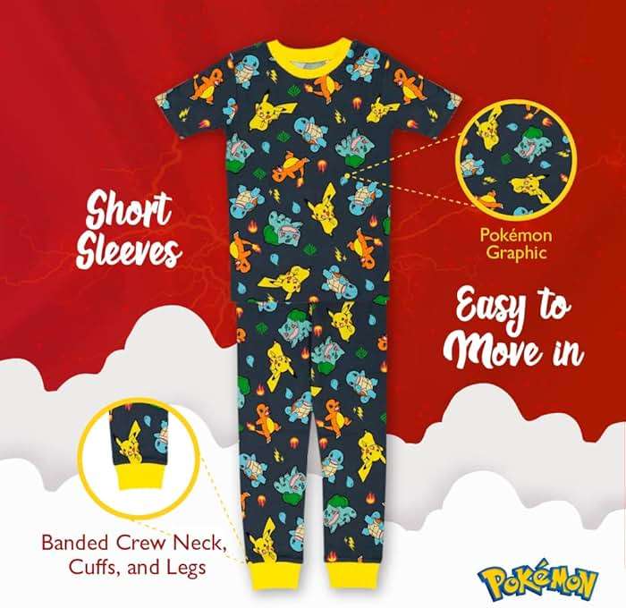Pokemon boys 6-piece Snug-fit Cotton Pajama Set, Soft & Cute for Kids - Image 7