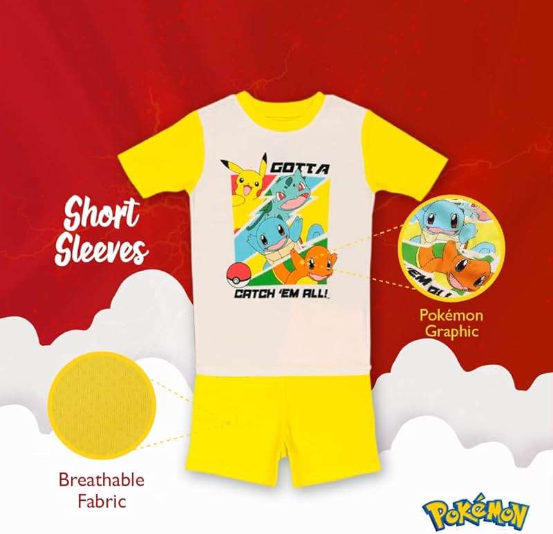 Pokemon boys 6-piece Snug-fit Cotton Pajama Set, Soft & Cute for Kids - Image 8