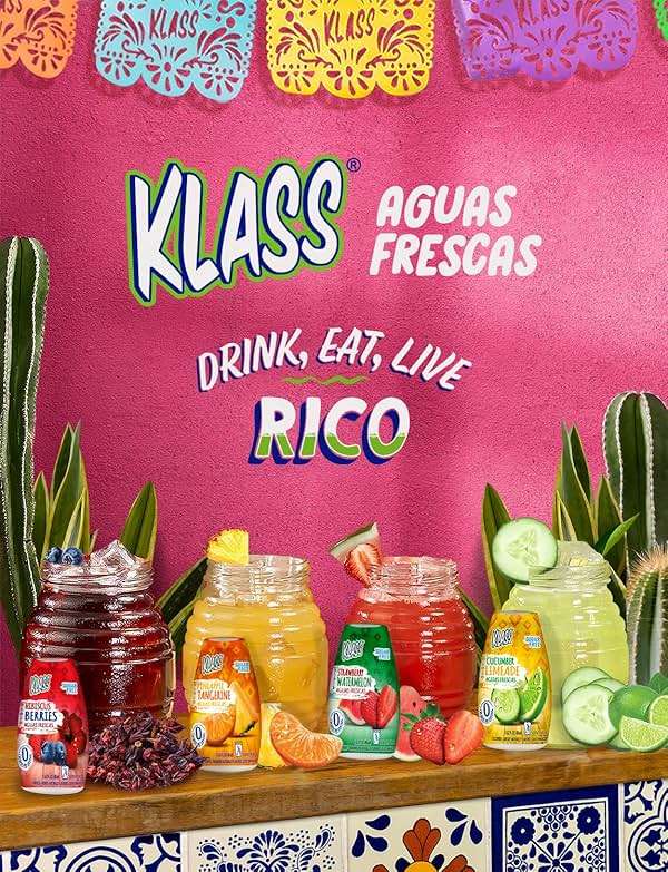 Klass Aguas Frescas | Liquid Water Enhancer | Classic Variety Pack | Flavors: Cucumber Limeade Strawberry Watermelon Hibiscus Berries & Pineapple Tangerine | Naturally Flavored | Sugar Free | Zero Calories Per Serving | Keto | 4 Bottles, Makes 96 Drinks - Image 7