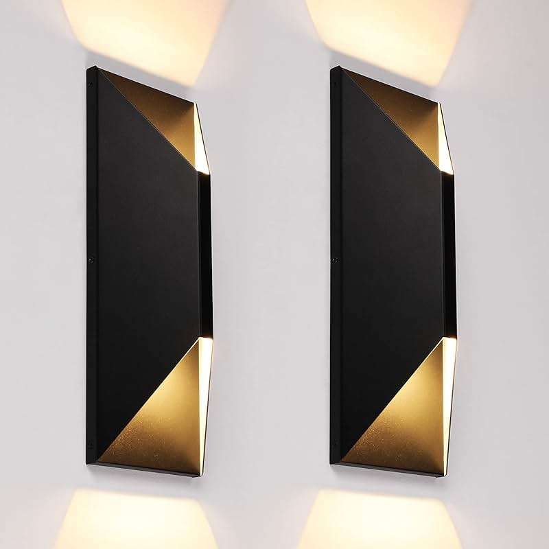 LEONLITE Dimmable LED Up Down Wall Light, 100-277V, CRI 90+, IP65 Waterproof, 10%-100% Dimmable for Commercial Outdoor, 14 Inch Modern Porch Light, 3000K, Pack of 2 - Image 1