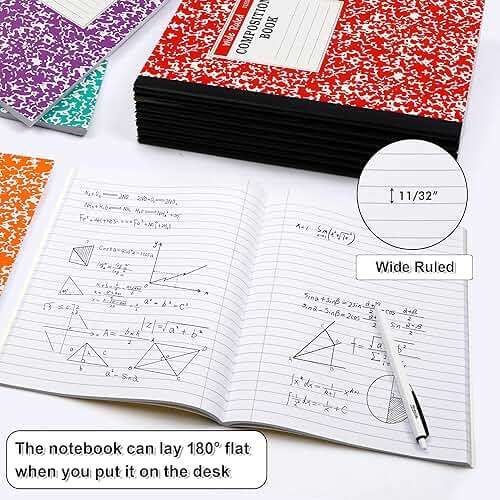 feela Composition Notebook, 8 Pack 8 Pastel Colors Wide Ruled Composition Books Bulk, Marble Cover Notepad Lined Cute Journal Notebooks for School Supplies Notes Taking Writing, 9.75 X 7.5 in - Image 3