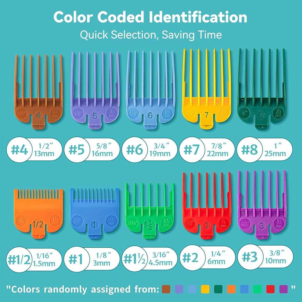 10 Professional Hair Clipper Guards Cutting Guides Compatible with Most Wahl Clippers (Not for All Models) with Organizer, Color Coded Clipper Combs Replacement - 1/16" to 1" - Image 3