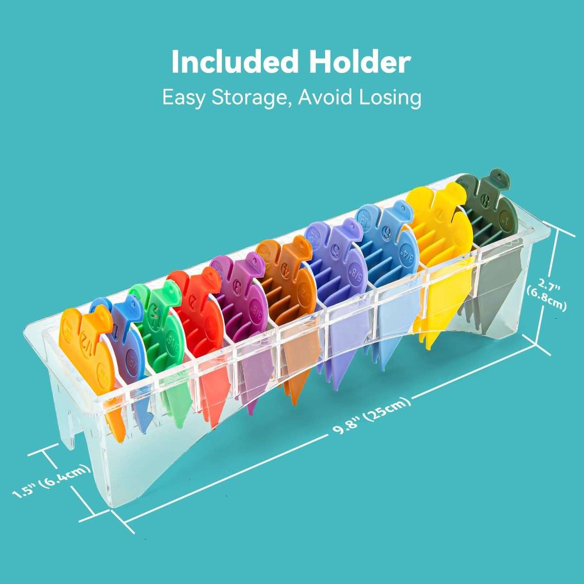 10 Professional Hair Clipper Guards Cutting Guides Compatible with Most Wahl Clippers (Not for All Models) with Organizer, Color Coded Clipper Combs Replacement - 1/16" to 1" - Image 4