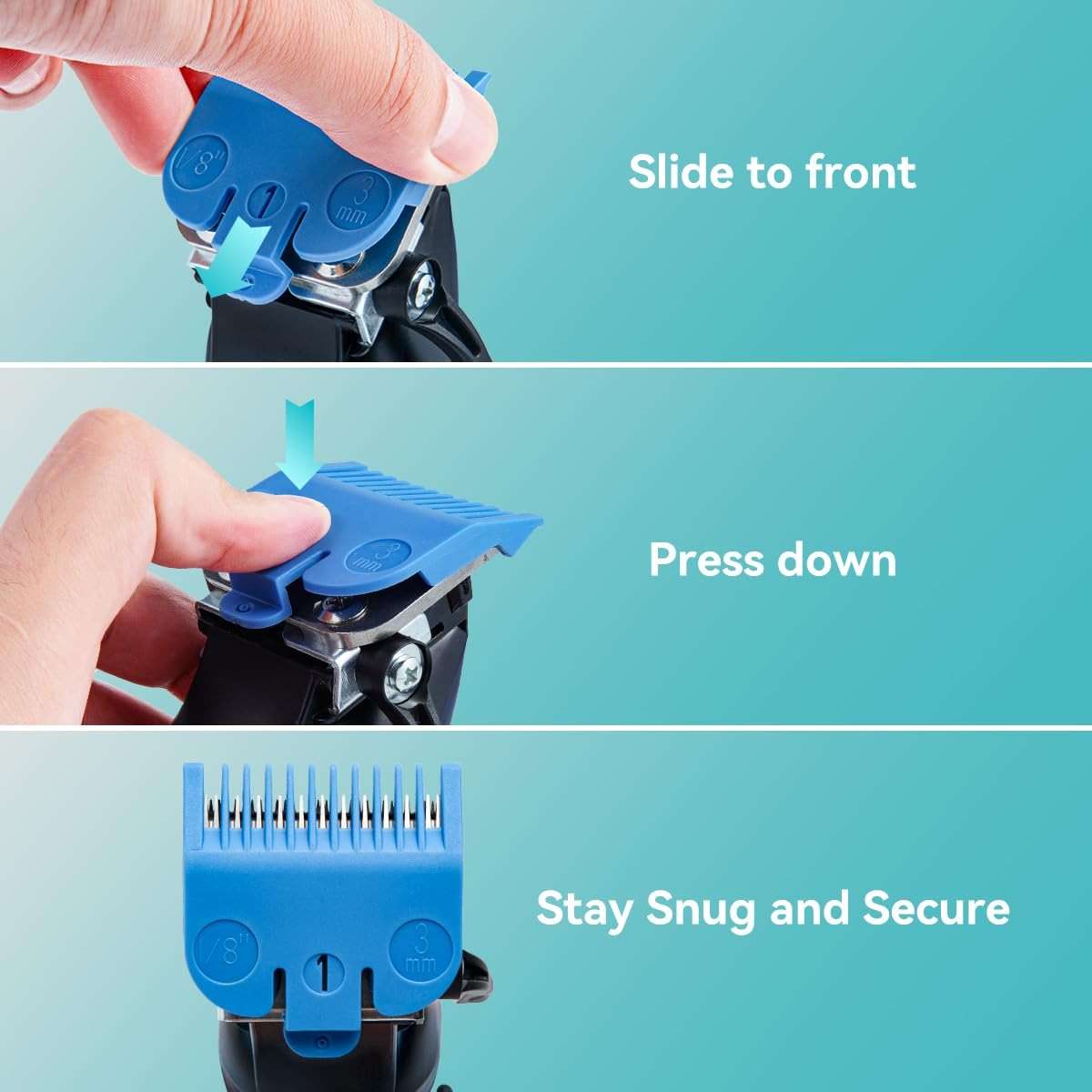 10 Professional Hair Clipper Guards Cutting Guides Compatible with Most Wahl Clippers (Not for All Models) with Organizer, Color Coded Clipper Combs Replacement - 1/16" to 1" - Image 6
