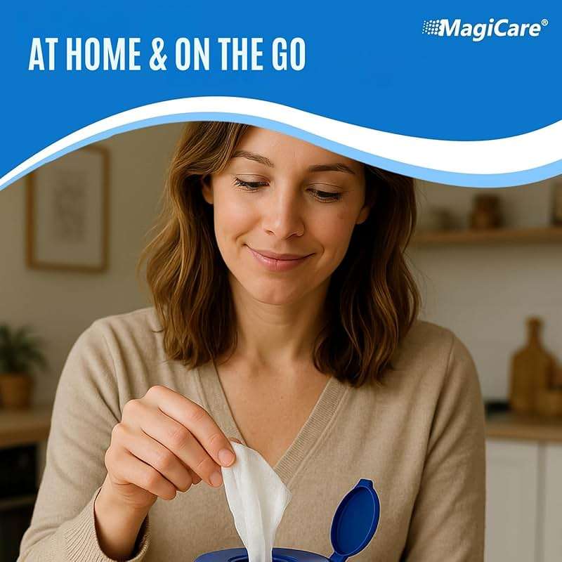MagiCare 75% Large Alcohol Wipes (2, 100ct Canisters, 200ct) - Hand Sanitizer Wipes, Unscented Hand Wipe, Cleaning, Sanitizing Wipe - Home, Office, Classroom, Car, Camping - Image 5