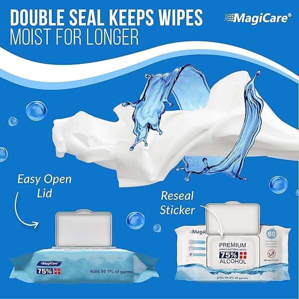 MagiCare 75% Large Alcohol Wipes (4, 80ct Packs, 320ct) - Hand Sanitizer Wipes, Unscented Hand Wipe, Cleaning, Sanitizing Wipe - Travel, Home, Office, Classroom, Car, Camping - Soft Packs - Image 4