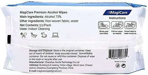 MagiCare 75% Large Alcohol Wipes (4, 80ct Packs, 320ct) - Hand Sanitizer Wipes, Unscented Hand Wipe, Cleaning, Sanitizing Wipe - Travel, Home, Office, Classroom, Car, Camping - Soft Packs - Image 8