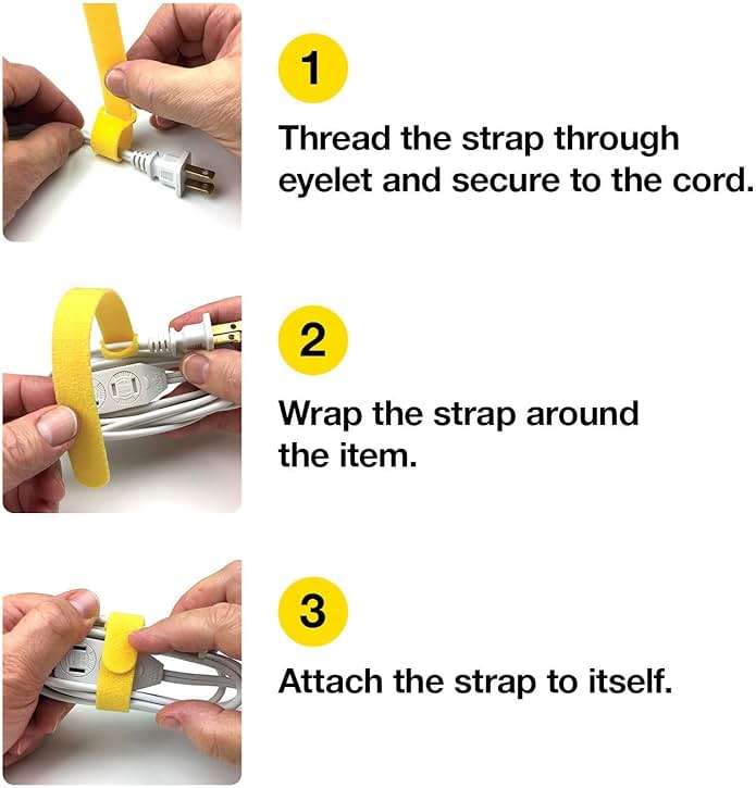 Wrap-It Storage Cable Management Value Pack - 40 Self-Gripping Cable Ties, 20 Cable Labels, 12ft Perforated Self-Gripping Roll - For Home, Office, Desk, Wire, Cable Wrap, Cord Management Organization - Image 8