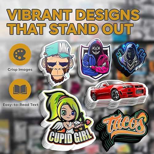 VulgrCo Custom Stickers, Image or Text- Vinyl Custom Labels Stickers Personalized - Waterproof, Dishwasher Safe, Fade Resistant, UV Protected Business Labels - Image 7