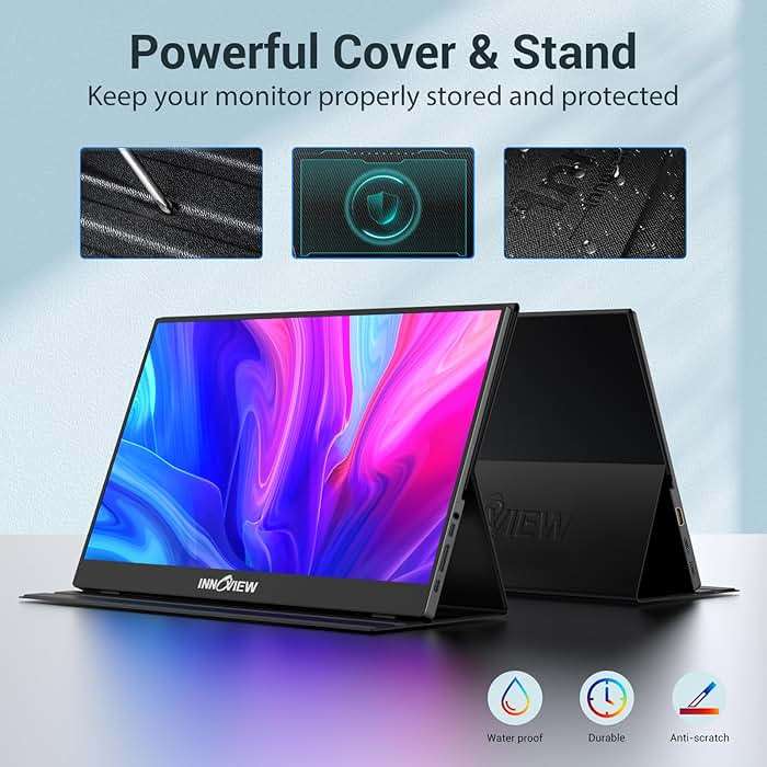 InnoView Portable Monitor, 15.6 Inch FHD 1080P HDMI USB C Second External Monitor for Laptop, Desktop, MacBook, Phones, Tablet, PS5/4, Xbox, Switch, Built-in Speaker with Protective Case - Image 5