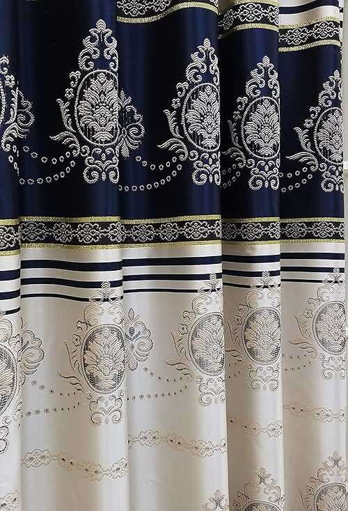 GOHD Harmony Horizon. Jacquard Farmhouse Window Curtain Panel Drape with Attached Fancy Valance. 2pcs Set. Each pc 54" Wide x 90" Drop with 18" Valance. (Navy Blue) - Image 6