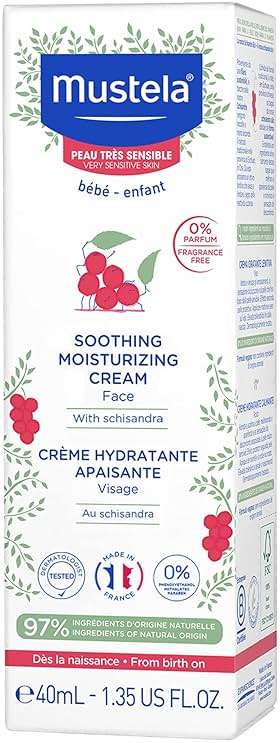 Mustela Baby Soothing Moisturizing Cream - Face Moisturizer for Very Sensitive Skin - with Natural Avocado & Schizandra Berry - Fragrance-Free - 1.35 fl. oz. - Image 2