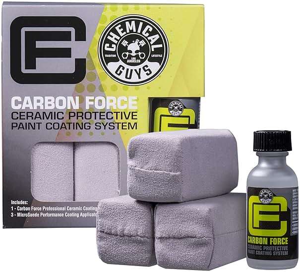 Chemical Guys Carbon Force Ceramic Protective Paint Coating System - Professional-Grade SiO₂ Protection, Extreme Gloss and Durability, Includes 3 Microsuede Applicators - 1 fl oz - Image 1
