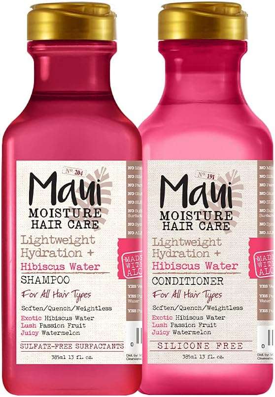 Maui Moisture Lightweight Hydrating Hibiscus Water Conditioner and Shampoo Set - No Sulfates, 13 fl oz - Image 1