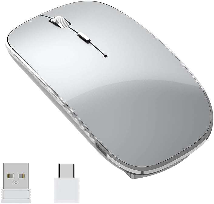 Halpilt Wireless Mouse Chargeable Portable Silent USB and Type-C Dual Mode Wireless Mouse 3 Adjustable DPI for Laptop, Mac, Android, PC (Q23S Grey) - Image 8