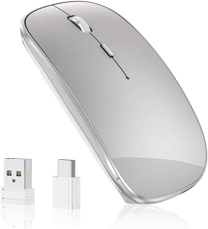 Halpilt Wireless Mouse Chargeable Portable Silent USB and Type-C Dual Mode Wireless Mouse 3 Adjustable DPI for Laptop, Mac, Android, PC (Q23S Grey) - Image 9