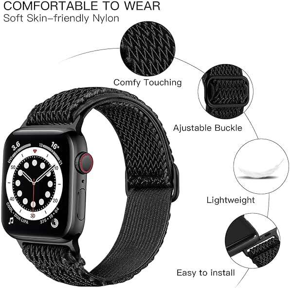 Lerobo Stretchy Nylon Solo Loop Band, Compatible with Apple Watch Series 11 10 9 8 7 6 5 4 3 SE3/2/1 Ultra3/2/1, Adjustable Strap for iwatch Band 44mm 45mm 46mm 49mm 42mm 40mm 41mm 38mm for Women Men - Image 2