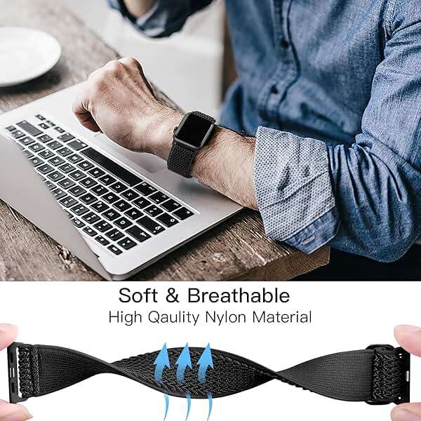 Lerobo Stretchy Nylon Solo Loop Band, Compatible with Apple Watch Series 11 10 9 8 7 6 5 4 3 SE3/2/1 Ultra3/2/1, Adjustable Strap for iwatch Band 44mm 45mm 46mm 49mm 42mm 40mm 41mm 38mm for Women Men - Image 4