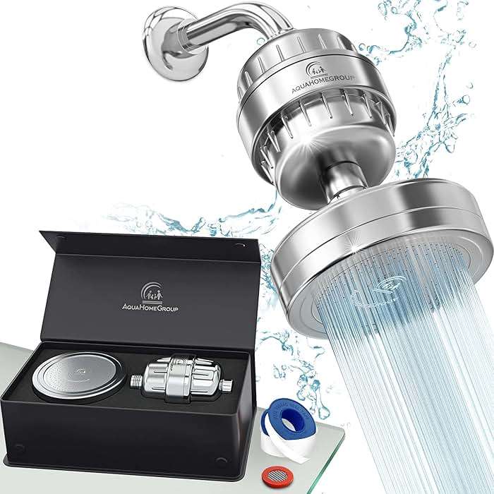 AquaHomeGroup - Filtered Shower Head & 20 Stage Shower Filter - Standard - Chrome - Image 1