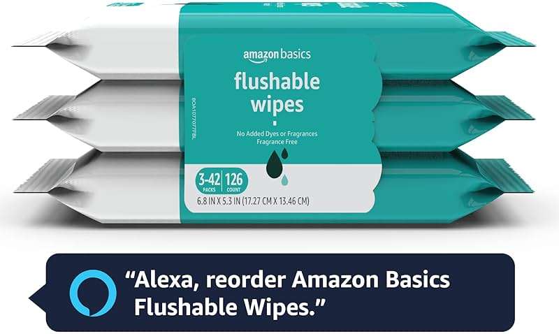 Amazon Basics Adult Wet Wipes Flushable Fragrance Free, 126 Count (3 Packs of 42) Packaging May Vary - Image 9
