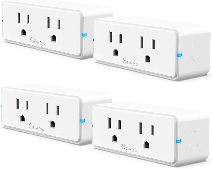 Govee Dual Smart Plug 4 Pack, 15A WiFi Bluetooth Outlet, Work with Alexa and Google Assistant, 2-in-1 Compact Design, Govee Home App Control Remotely with No Hub Required, Timer, FCC and ETL Certified - Image 1