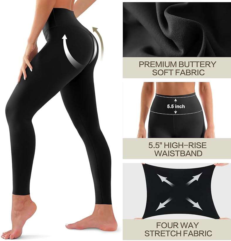 3 Pack Leggings for Women-No See-Through High Waisted Tummy Control Yoga Pants Workout Running Legging - Image 5