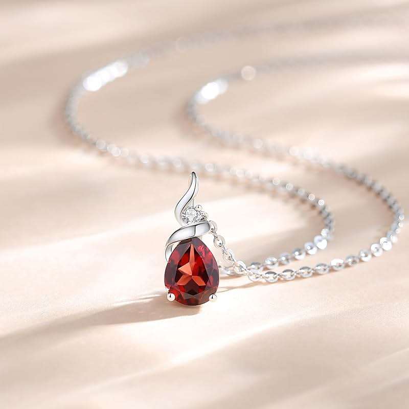 FANCIME 14K Solid White Gold Birthstone Pendant Necklace for Women with Diamond Pear Shaped Teardrop Necklace Birthday Gifts for Mom Women,Sterling Silver Chain 16" + 2" Extender - Image 4
