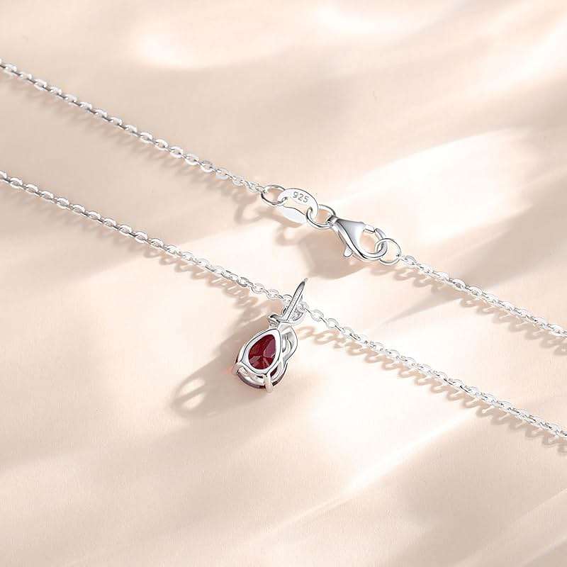 FANCIME 14K Solid White Gold Birthstone Pendant Necklace for Women with Diamond Pear Shaped Teardrop Necklace Birthday Gifts for Mom Women,Sterling Silver Chain 16" + 2" Extender - Image 5