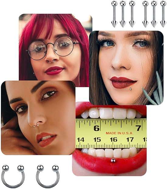 84PCS Body Septum Piercing Kit 14G 16G Tools for Nose Tongue Lip Ear Eyebrow Belly Button Cartilage Tragus Industrial Barbell Helix Daith Piercing Jewelry Clamps - Image 5