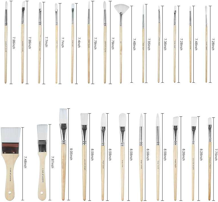 Paint Brushes Set of 24 Pieces Wooden Handles Brushes with Canvas Brush Case, Professional for Oil, Acrylic and Watercolor Painting - Image 3