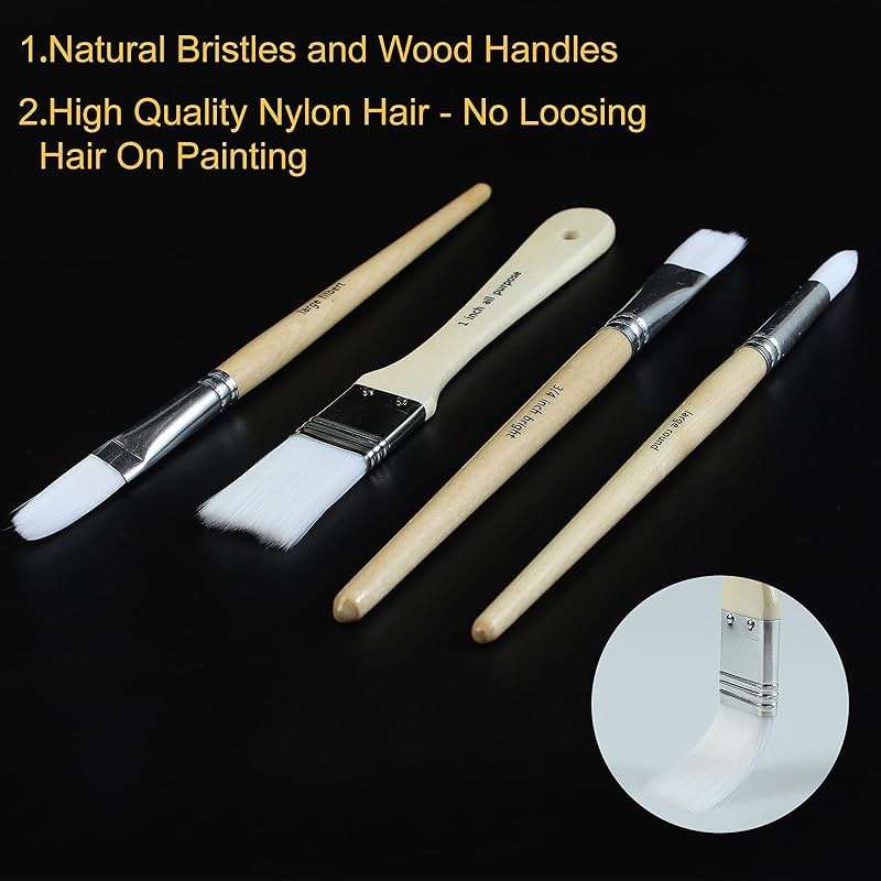 Paint Brushes Set of 24 Pieces Wooden Handles Brushes with Canvas Brush Case, Professional for Oil, Acrylic and Watercolor Painting - Image 5