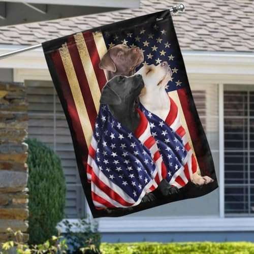 FLAGWIX Three Labrador Retriever Dogs, Patriot American Dog Flags - 4th of July Decorations for Home, Outside, Indoor Outdoor Flag, House Flag 30x40 - Double Sided, Heavy Duty Canvas, Fade Resistant - Image 2