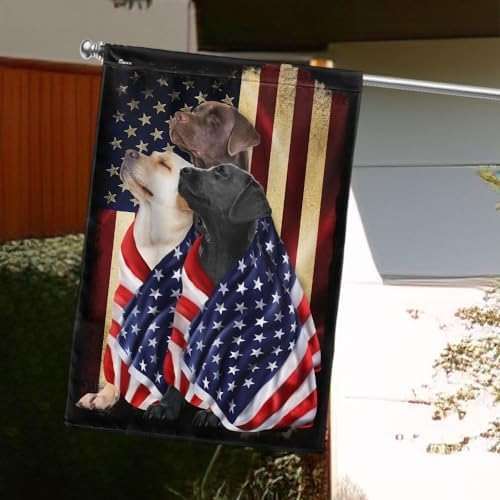 FLAGWIX Three Labrador Retriever Dogs, Patriot American Dog Flags - 4th of July Decorations for Home, Outside, Indoor Outdoor Flag, House Flag 30x40 - Double Sided, Heavy Duty Canvas, Fade Resistant - Image 3