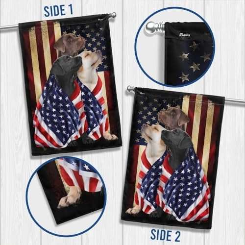 FLAGWIX Three Labrador Retriever Dogs, Patriot American Dog Flags - 4th of July Decorations for Home, Outside, Indoor Outdoor Flag, House Flag 30x40 - Double Sided, Heavy Duty Canvas, Fade Resistant - Image 6